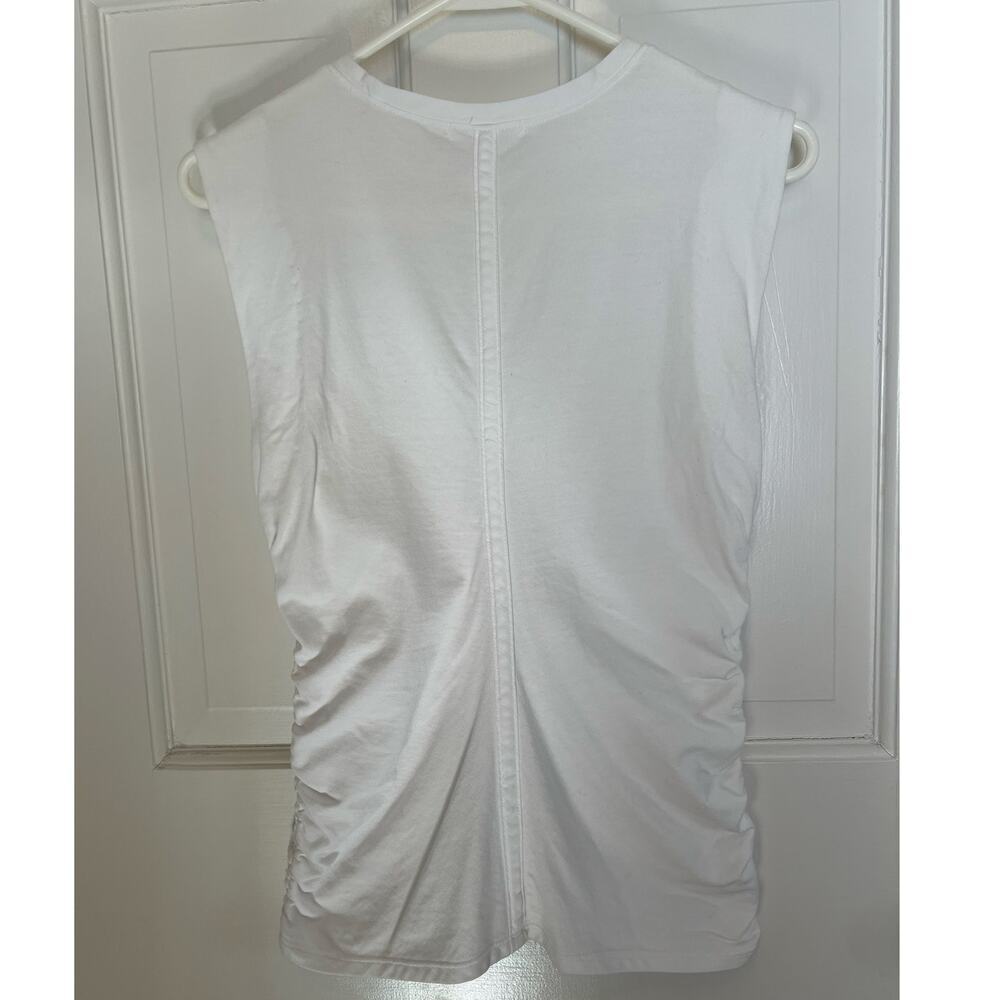 Rag and Bone Jersey Wrap Tank White Ruched Top Women's S P Casual Cotton FLAW - Picture 3 of 13